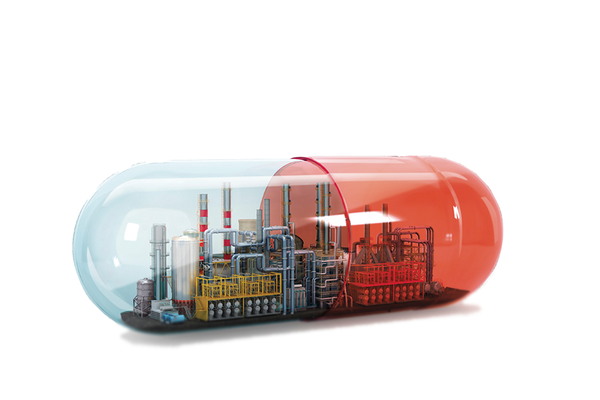 Factory pollution inside of pill capsule