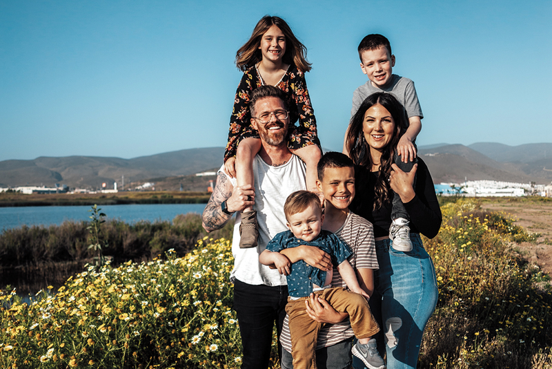 Blended family with parents and four children